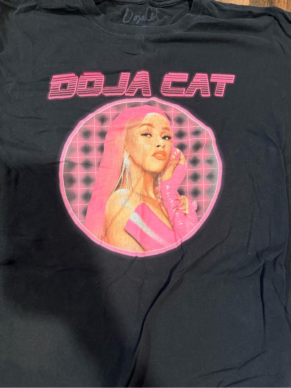 Black Graphic Tee with Pink Print - Women's/Men's Short Sleeve